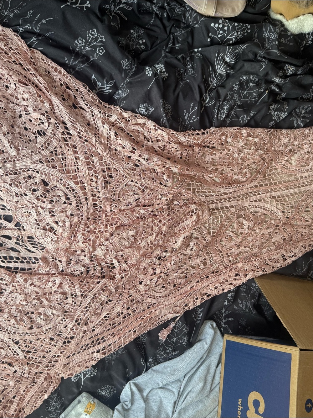 Sky Blush Pink Crochet Prom Dress
